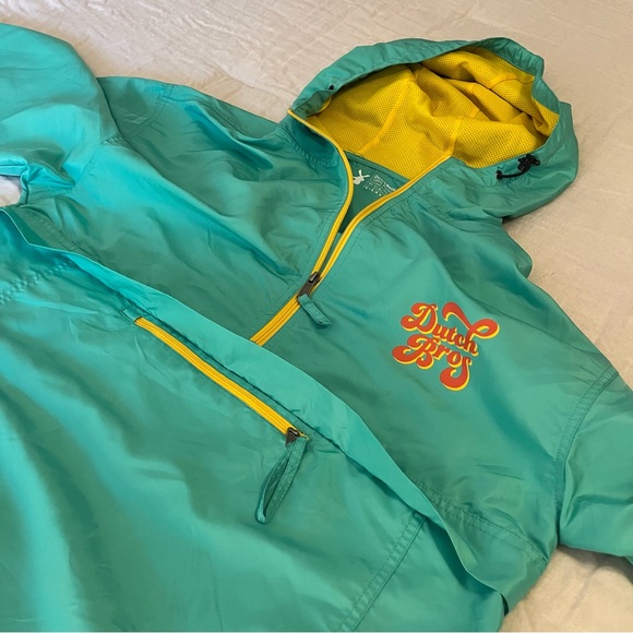Dutch Bros Jackets & Blazers - Dutch Bros Coffee Windbreaker Mint Green Nylon Pullover Jacket Unisex | Sz XL
